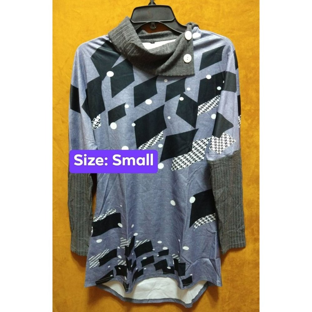 Grey light Sweater Tunic Blouse size Small